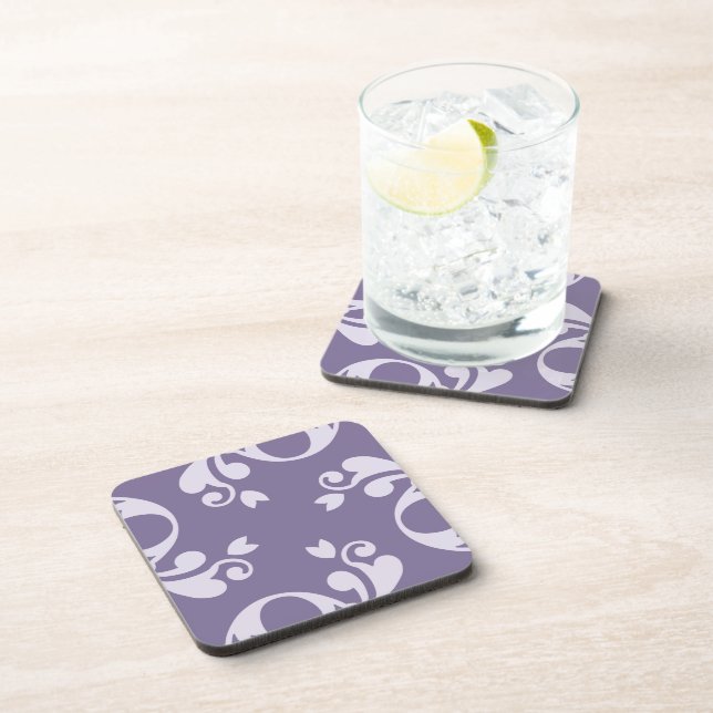 Damask Pattern, Purple Damask, French Damask Coaster (Right Side)