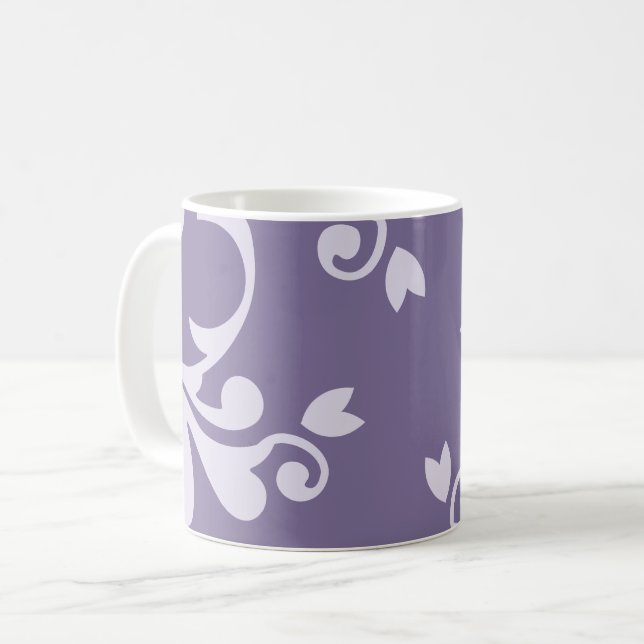 Damask Pattern, Purple Damask, French Damask Coffee Mug (Front Left)