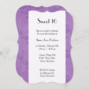 Damask Pattern, Purple Damask, Sweet 16 Invitation