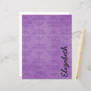Damask Pattern, Purple Damask, Your Name
