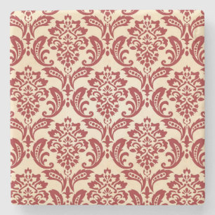 Damask pattern wallpaper stone coaster