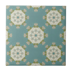 Damask pattern with abstract elements ceramic tile
