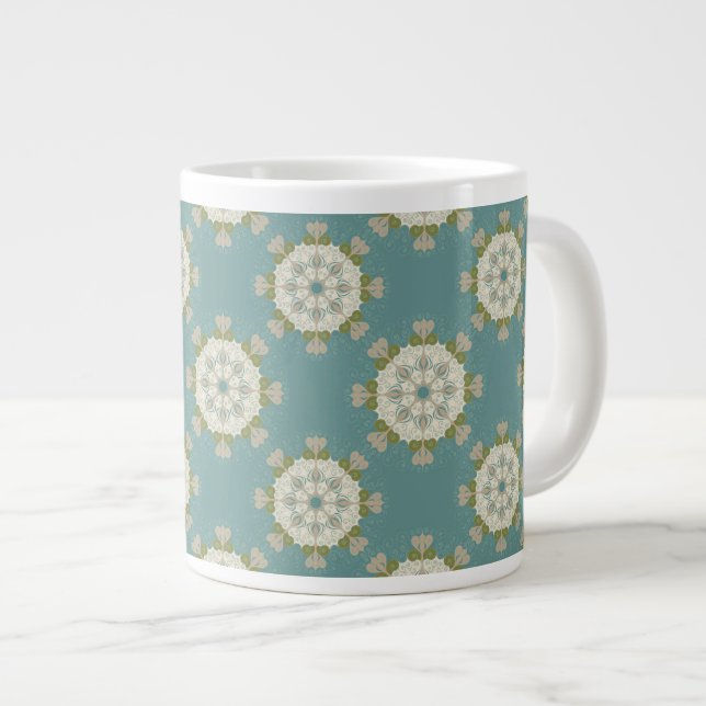 Damask pattern with abstract elements large coffee mug (Front Right)