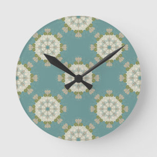 Damask pattern with abstract elements round clock