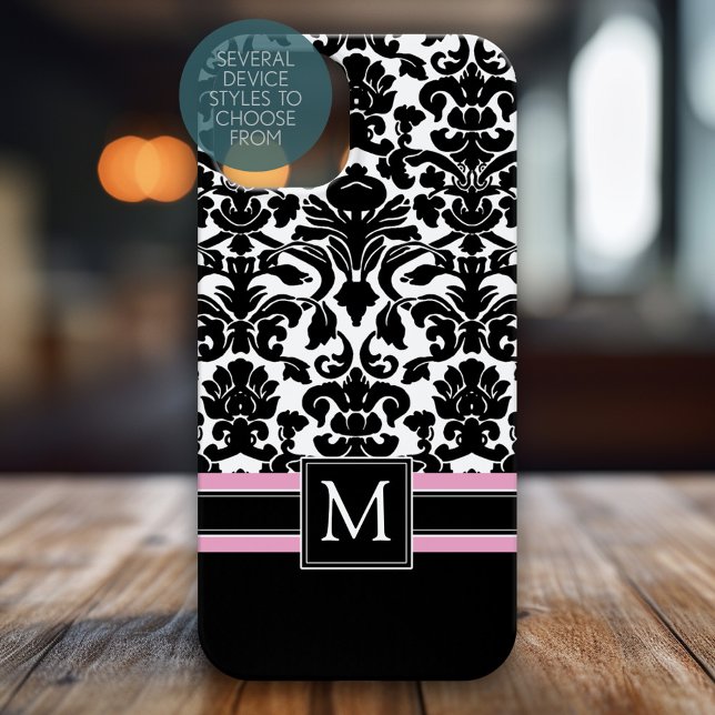 Damask Pattern with Monogram (Monogram Phone Case)