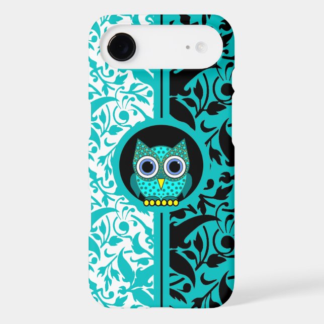 damask pattern with owl iPhone 3 case (Back)