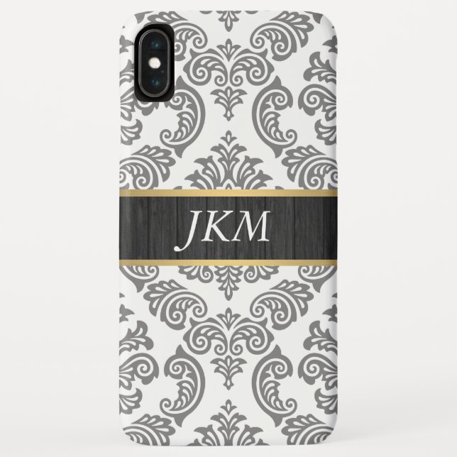 Damask Pattern with Wood and Gold Trim Case-Mate iPhone Case (Back)