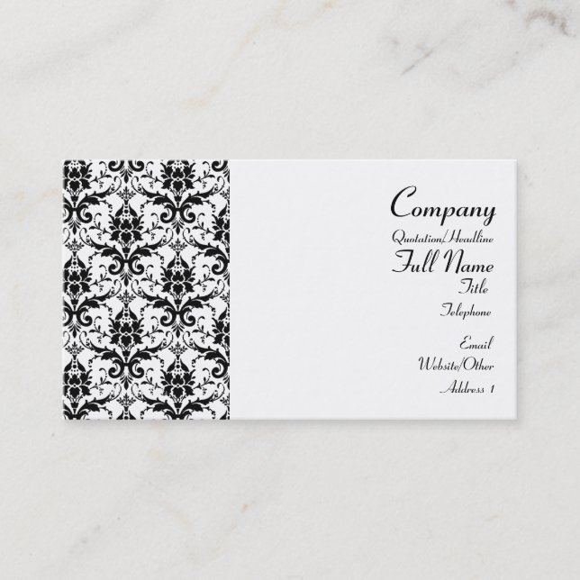 Damask Pattern Wrapped Business Cards (Front)
