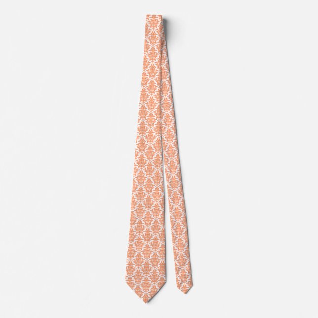 Damask - Peach on White Tie (Front)