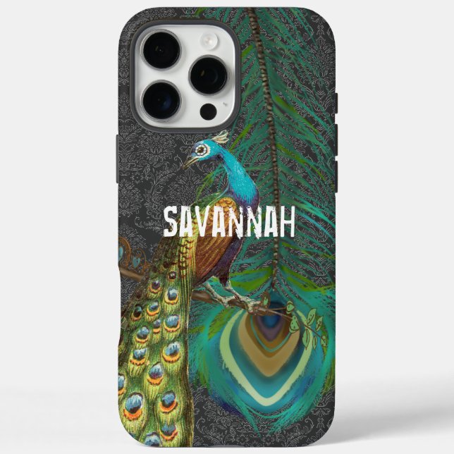 Damask Peacock & Feather You Choose Colour Case-Mate iPhone Case (Back)