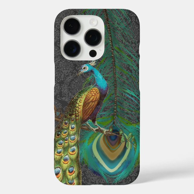 Damask Peacock & Feather You Choose Colour Case-Mate iPhone Case (Back)