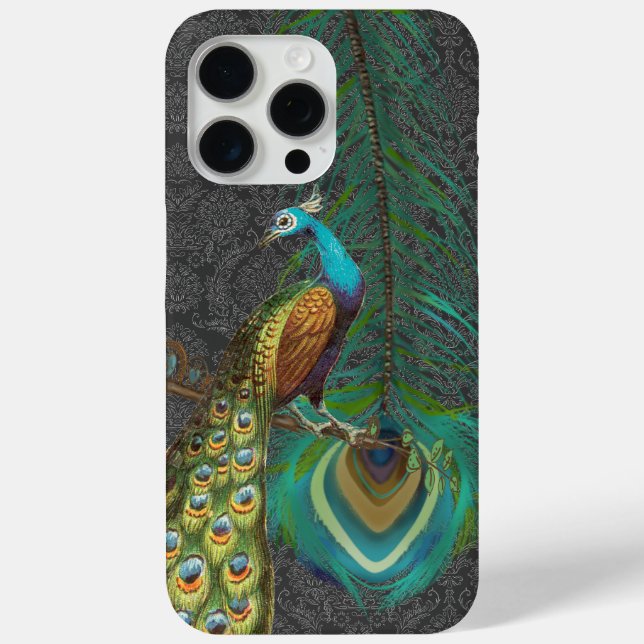 Damask Peacock & Feather You Choose Colour Case-Mate iPhone Case (Back)