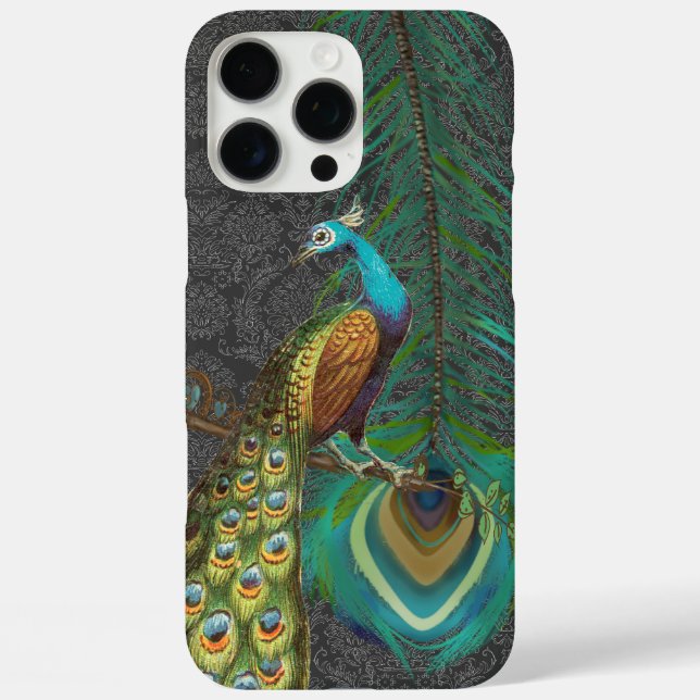Damask Peacock & Feather You Choose Colour Case-Mate iPhone Case (Back)