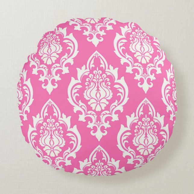 Damask Persian Pink Throw Pillow (Front)