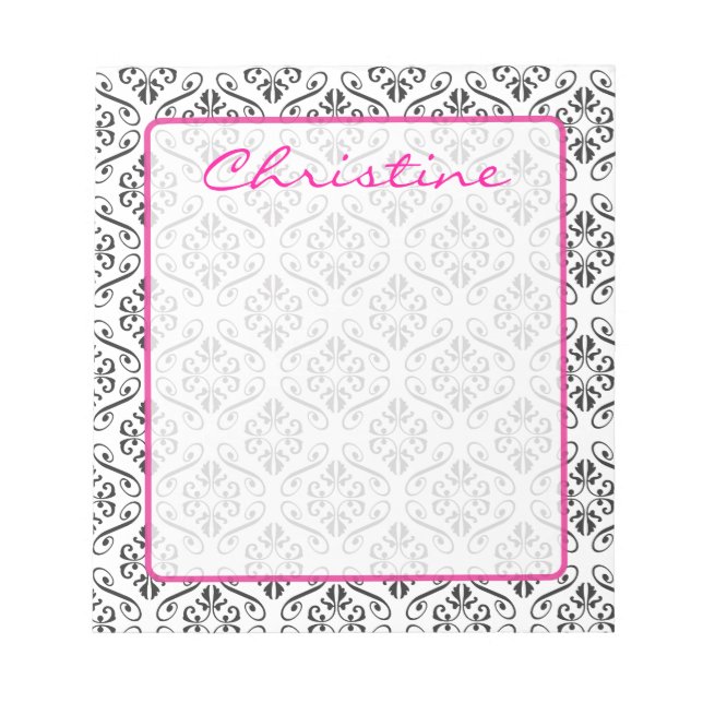 Damask Personalised Notepad (Front)