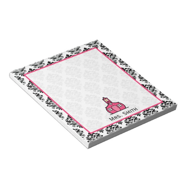 Damask Personalised Notepad for Teachers (Angled)