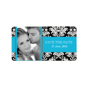 Damask Photo Save The Date Labels