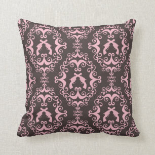 Damask pink black guns grunge western pistols chic cushion
