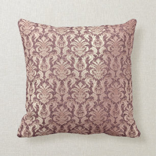 Damask Pink Pearly Maroon Glitter Pearly Floral Cushion