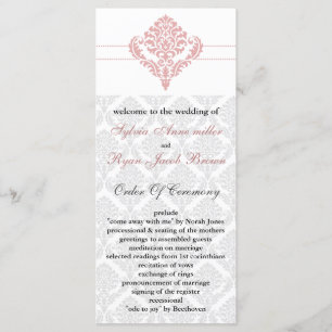 damask  pink Wedding program