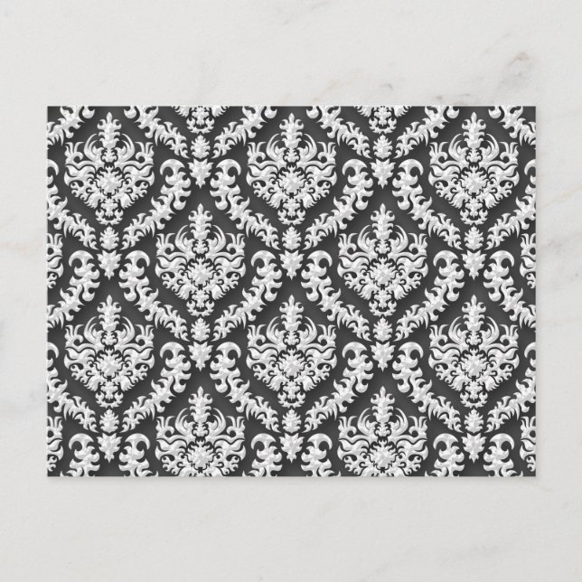 Damask Print in Grey - Gorgeous! Postcard (Front)