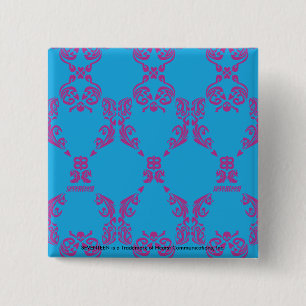 Damask Purple-Aqua 15 Cm Square Badge