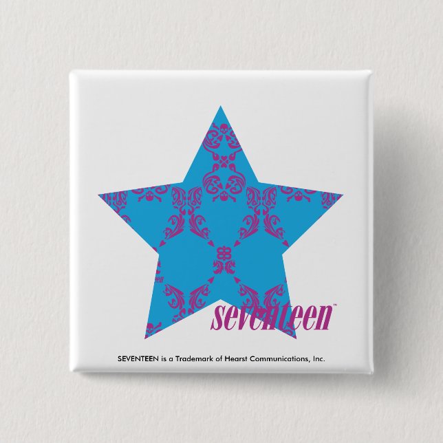 Damask Purple-Aqua 2 15 Cm Square Badge (Front)