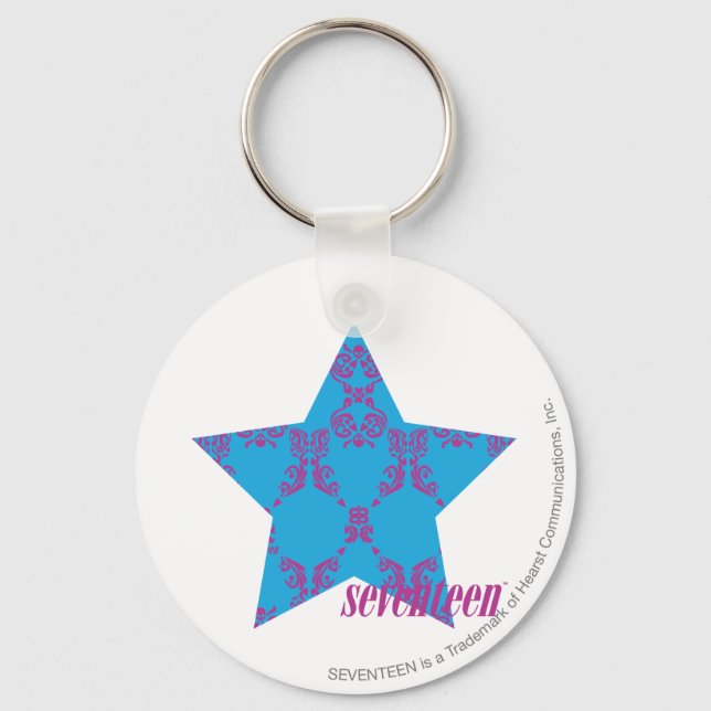 Damask Purple-Aqua 2 Key Ring (Front)