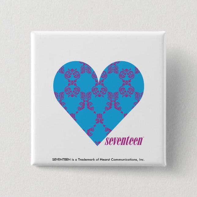 Damask Purple-Aqua 3 15 Cm Square Badge (Front)