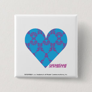 Damask Purple-Aqua 3 15 Cm Square Badge