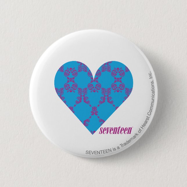 Damask Purple-Aqua 3 6 Cm Round Badge (Front)