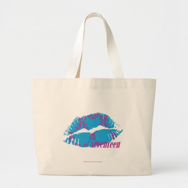 Damask Purple-Aqua Large Tote Bag (Front)