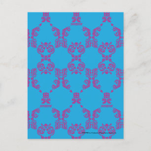 Damask Purple-Aqua Postcard