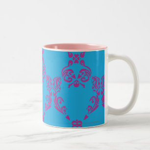 Damask Purple-Aqua Two-Tone Coffee Mug