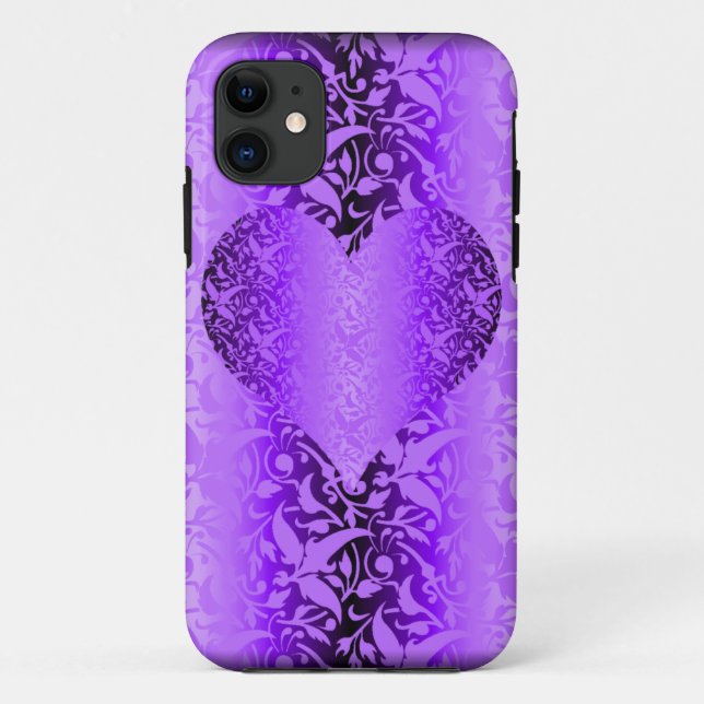 damask purple heart valentine Case-Mate iPhone case (Back)