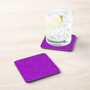 Damask purple "Kangaroo Paws" set of 6 coasters