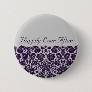 Damask Purple Wedding 6 Cm Round Badge