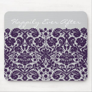 Damask Purple Wedding Mouse Pad