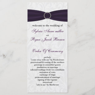 damask purple Wedding program
