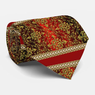 Damask Red Gold, Gold Chain Groom's Tie
