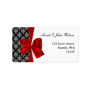 damask red wedding ,return address label