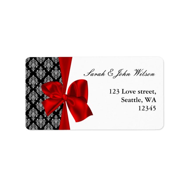 damask red wedding ,return address label (Front)