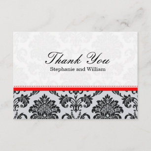 Damask Red Wedding Thank You Card