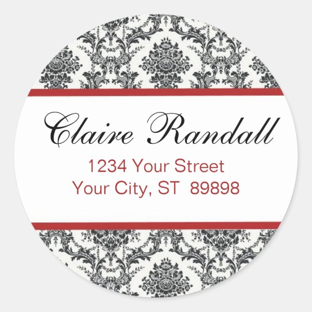 Damask Return Address Label  (#LABL 009) (Front)