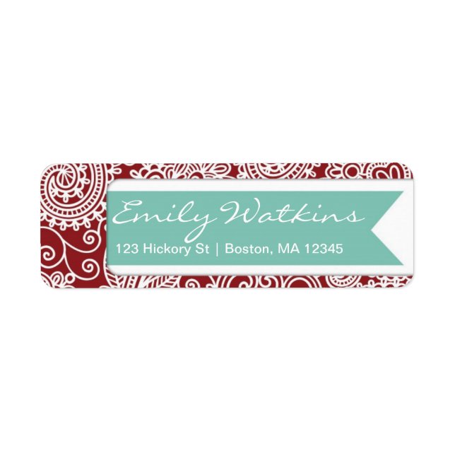 Damask Return Address Label Stationery Set (Front)