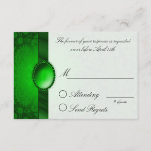 Damask Ribbon Green  Reply Card
