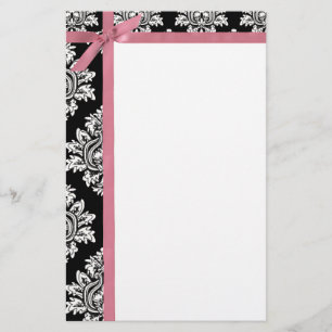 Damask & ribbon Stationery