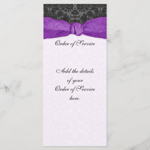 Damask Ribbon Wrapped Order of Service - Purple Program