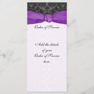 Damask Ribbon Wrapped Order of Service - Purple Program