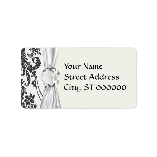 damask roses white and black label (Front)